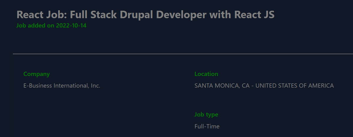 fullstackjob's tweet photo. New React JS Job: Full Stack Drupal Developer with React JS
#react #reactjs #javascript #JavaScriptJobs #JSJobs #techjobs #devjobs
https://t.co/boC2jsswRJ https://t.co/lUVPfOldra