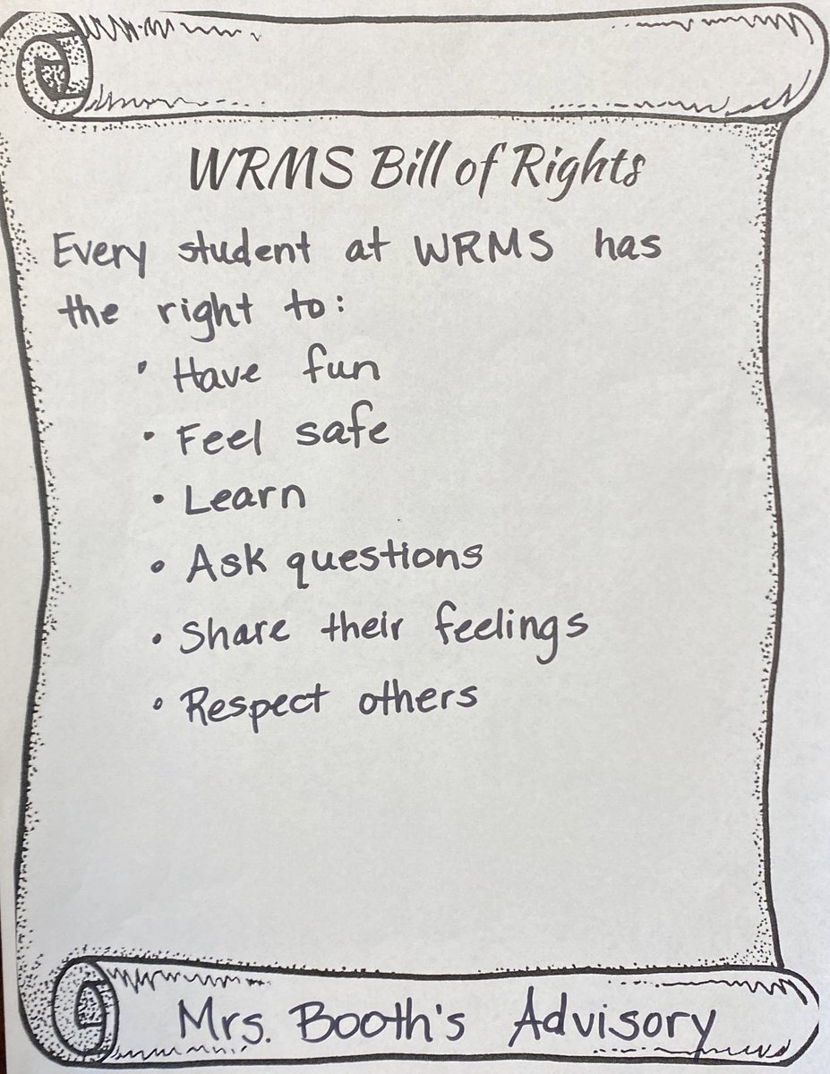 CounselingWrms's tweet photo. During Advisory our groups celebrated our Week of Respect by creating a Bill of Rights for WRMS students! These will be posted in the building to serve as a reminder that we are creating a safe space daily! https://t.co/hvu5AzMP6t