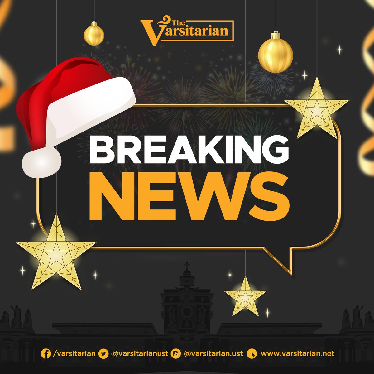 varsitarianust's tweet photo. PASKUHAN IS BACK! 🎄���

BREAKING: The Dec. 19 Paskuhan will be held onsite, UST Secretary General Fr. Louie Coronel, O.P. says. Details to follow. https://t.co/pmcrcHpF42