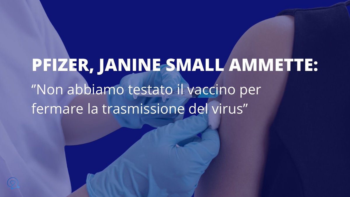 INSA_corislab22's tweet photo. Janine Small, responsabile dei mercati internazionali di #Pfizer, ha ammesso che l’azienda farmaceutica non ha mai #testato il #vaccino per fermare la trasmissione del #virus. 🦠
Leggi l’articolo 👇🏻
https://t.co/bsLaYDmU81
@CorisSapienza @MinisteroSalute @SapienzaRoma https://t.co/c813JNJ9mv