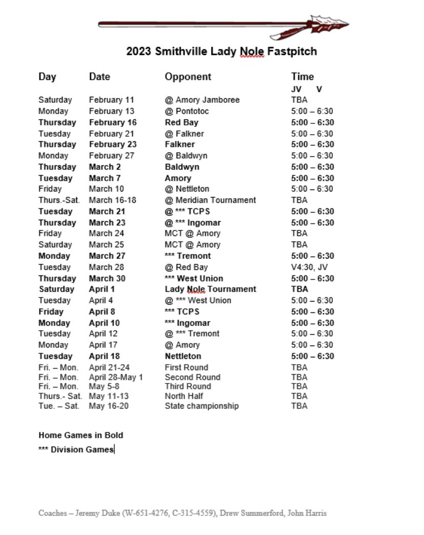 SHSLadyNoles's tweet photo. 🥎🥎2023 Softball Schedule 🥎🥎 https://t.co/YzF4mYRn8J