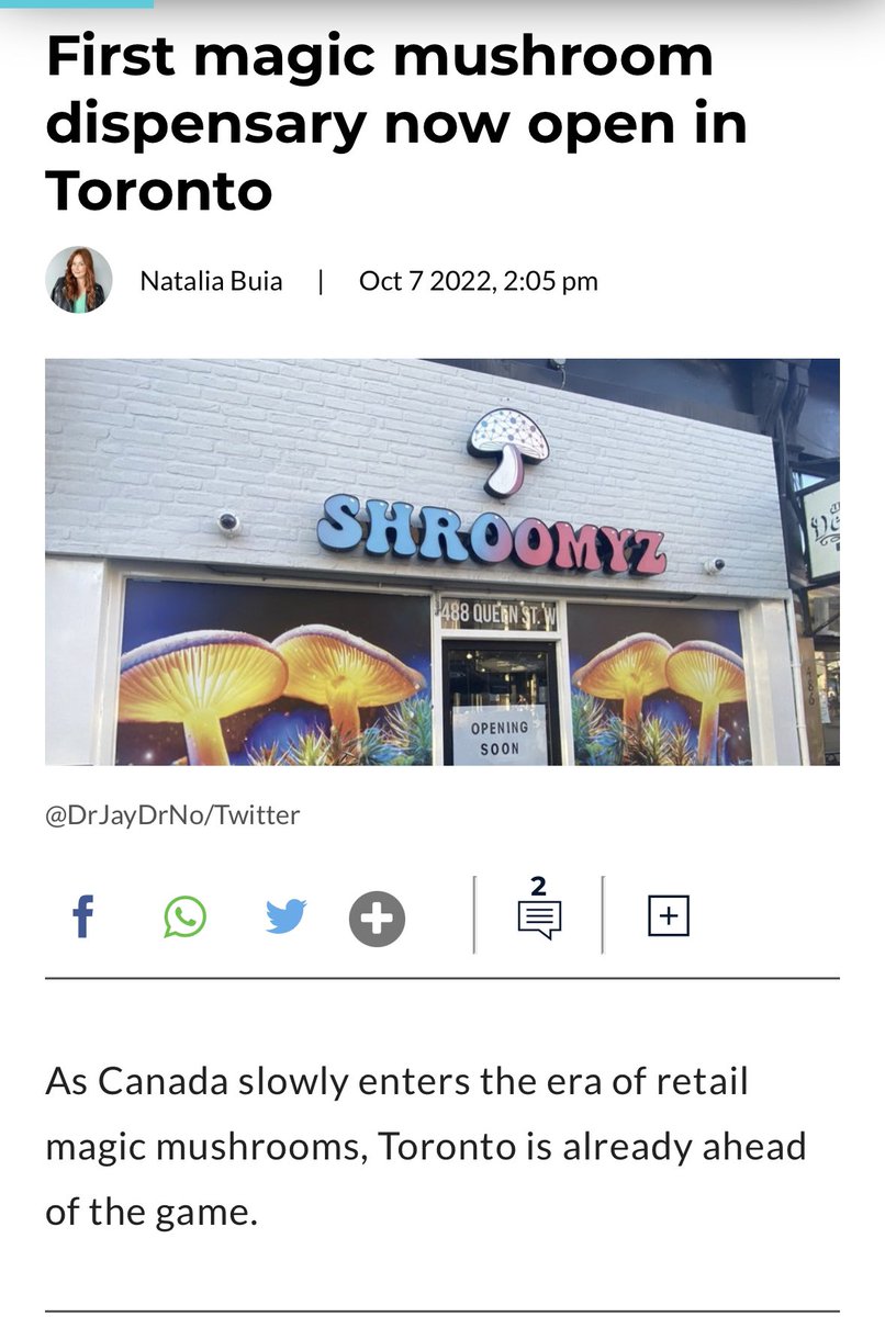 IdasLevato's tweet photo. Toronto #psychedelic dispensary opened #shroomyz and following the medically-assisted treatment programs emerging for depression, anxiety and panic conditions. https://t.co/fX6GzKQ4iD