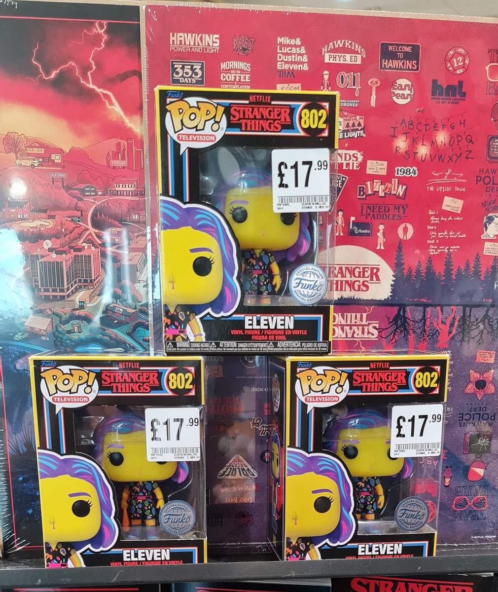 hmvGrimsby's tweet photo. Look what's just arrived in store. @Stranger_Things  Black Light @OriginalFunko pops

#ELEVEN #strangerthings #funkopop #blacklightpop #halloween #fyp #viral #hmvforthefans #hmvgrimsby #freshneyplace https://t.co/4tCaa4smx2