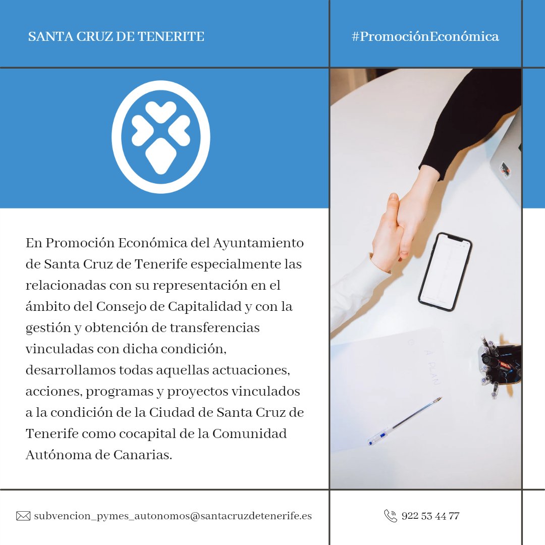 PromEconomicaSC's tweet photo. En Promoción Económica del Ayuntamiento de Santa Cruz de Tenerife especialmente las relacionadas con su representación en el ámbito del Consejo de Capitalidad y con la gestión y obtención de transferencias vinculadas con dicha condición, desarrollamos todas aquellas...

(HILO) https://t.co/UeN5TH0myR