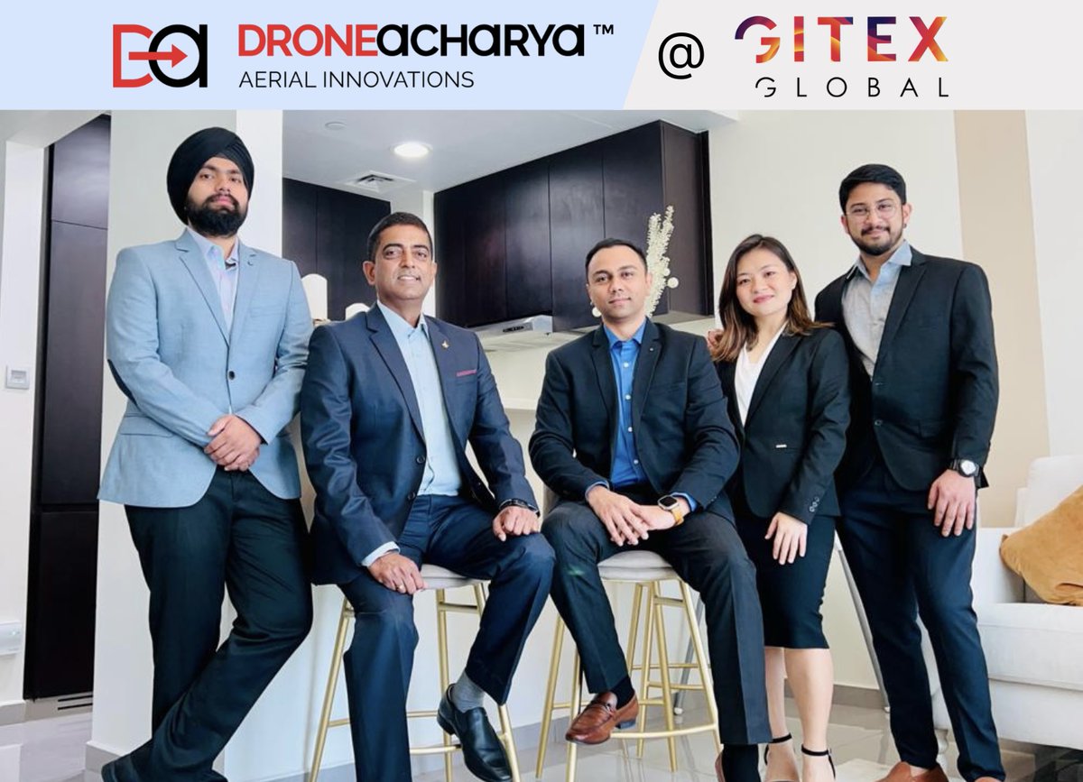 DroneAcharyaIN's tweet photo. Closing #GITEXGLOBAL2022 with a bang! The #DroneAcharya team had a great experience interacting with International organizations &amp; networking prospects. If you were there &amp; we missed you, let’s connect via LinkedIn or on info@droneacharya.com. #Dubai, you have been kind! https://t.co/XpBcDU2t3f