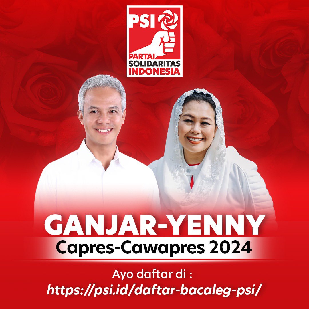 psi_id's tweet photo. PSI membuka pintu untuk Sis &amp; Bro yang memiliki DNA seperti Mas Ganjar &amp; Mbak Yenny dalam mendukung anti korupsi &amp; anti intoleransi!

Segera daftar di:
https://t.co/8UPYim0Si4

#PSIMenang2024 https://t.co/kG8E1pPDIQ