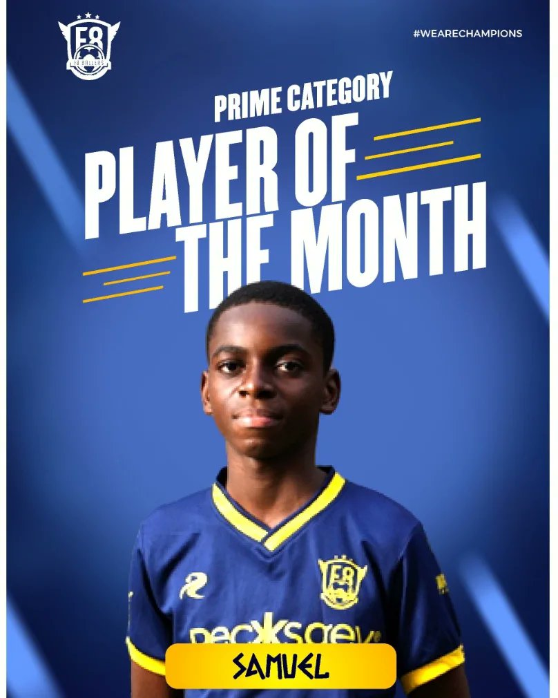 f8ballersafrica's tweet photo. Celebrating all winners of #September #POTM in our junior categories 🥂
👑 RICHIE OGIGAI #PreciousTeam
👑 ADEJARE ADEBAJO #PremierTeam
👑 MOLOLUWA ILESANMI #PremiumTeam
👑 SAMUEL ENYIOHA #PrimeTeam
#football #soccer #award #best #WeAreChampions
WE ARE CHAMPIONS 🏆⚽💛 https://t.co/8xUb7RYLB4