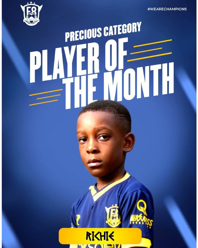 f8ballersafrica's tweet photo. Celebrating all winners of #September #POTM in our junior categories 🥂
👑 RICHIE OGIGAI #PreciousTeam
👑 ADEJARE ADEBAJO #PremierTeam
👑 MOLOLUWA ILESANMI #PremiumTeam
👑 SAMUEL ENYIOHA #PrimeTeam
#football #soccer #award #best #WeAreChampions
WE ARE CHAMPIONS 🏆⚽💛 https://t.co/8xUb7RYLB4