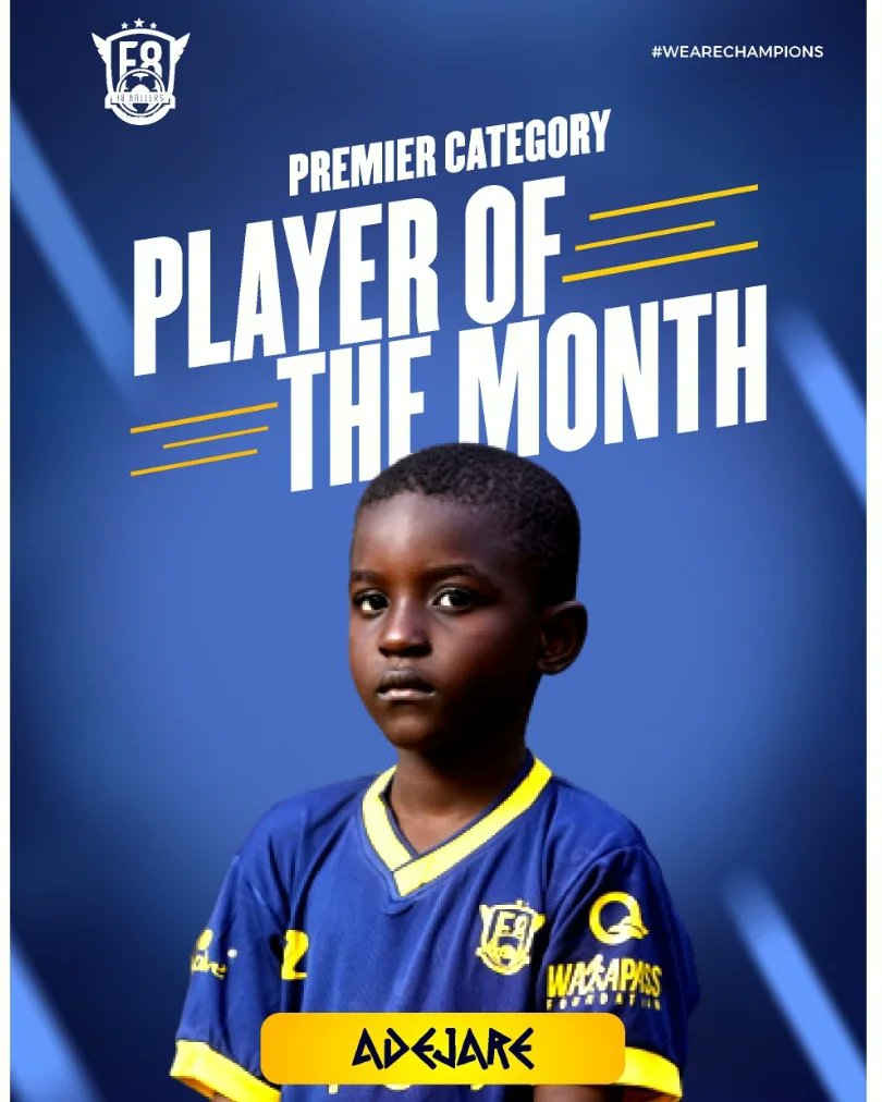 f8ballersafrica's tweet photo. Celebrating all winners of #September #POTM in our junior categories 🥂
👑 RICHIE OGIGAI #PreciousTeam
👑 ADEJARE ADEBAJO #PremierTeam
👑 MOLOLUWA ILESANMI #PremiumTeam
👑 SAMUEL ENYIOHA #PrimeTeam
#football #soccer #award #best #WeAreChampions
WE ARE CHAMPIONS 🏆⚽💛 https://t.co/8xUb7RYLB4