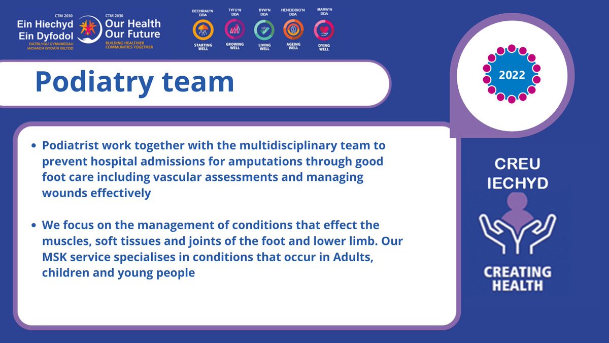 CwmTafMorgannwg's tweet image. CTMUHB Podiatrist work within the hospital and community setting to ensure that the population have the correct assessments and intervention to improve their foot health. #AHPsDay
