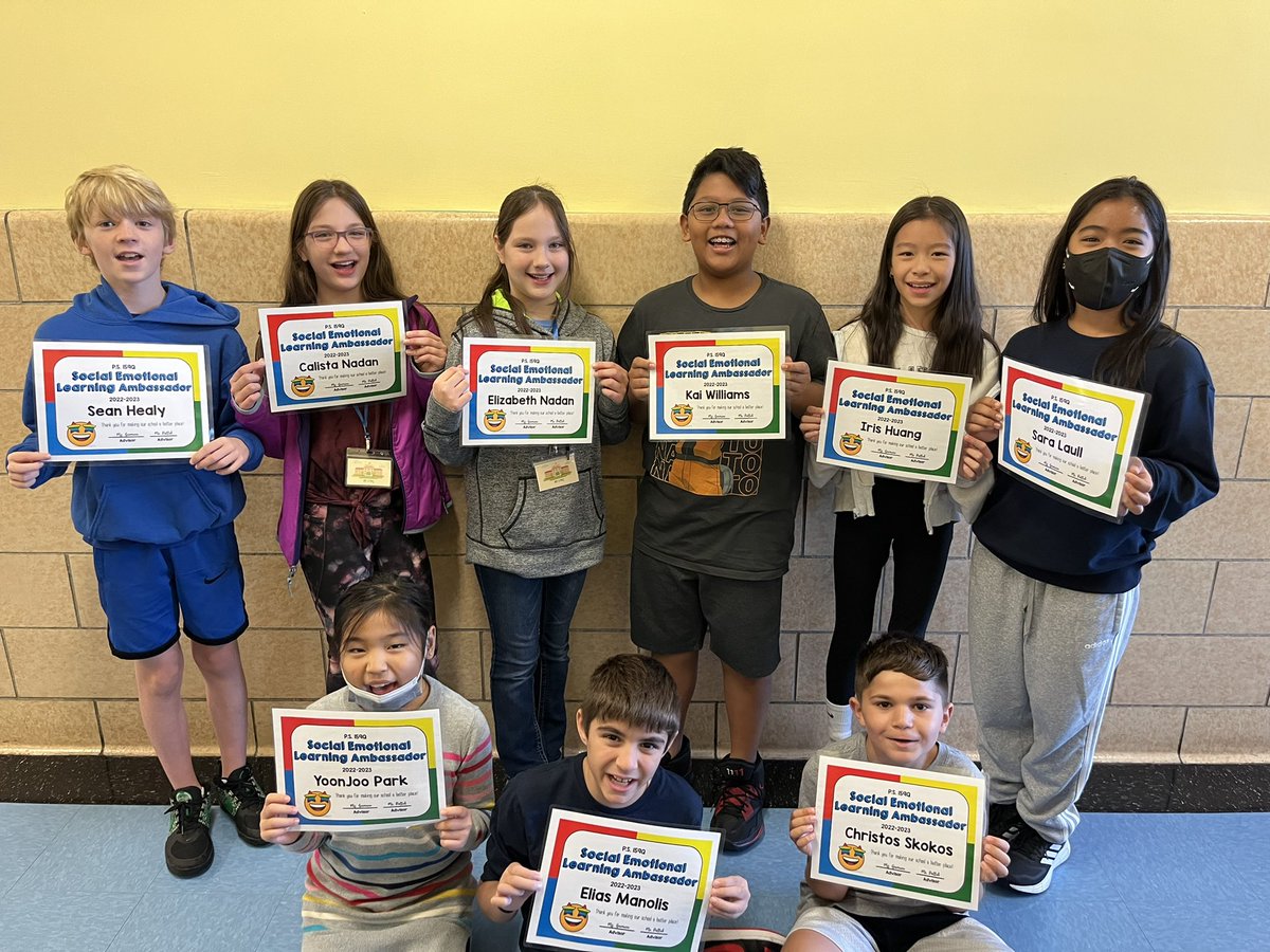 Myers221q's tweet photo. Congratulations to Our New 2022-2023 SEL Ambassadors! Thank you to our SEL Advisors @GermainePS159Q @Pollak159 @PS159_Q @ps159q_pta @D26Team https://t.co/xpvGV9fbCW