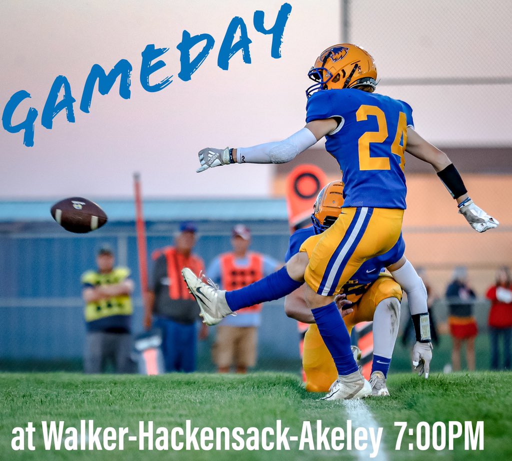 GET UP‼️ IT’S GAME DAYYYY‼️‼️‼️

Your WDC Wolverines (5-1) travel to Walker (2-4) to face the Walker-Hackensack-Akeley Wolves. Great night for football!! 

If you can’t make it, listen in or watch online. 

📻: 105.9 FM 
📺: leechlaketv.org/live-stream/

#WolverineCountry #LetsRide