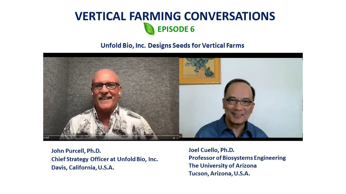 Joel Cuello (@cuellolab) on Twitter photo Founded in 2020 with $30M funding, Unfold Bio, Inc. galvanized industry aspiration of realizing truly optimized #verticalfarms by developing crops specifically bred for such milieu.
Here is Episode 6 of VERTICAL FARMING CONVERSATIONS:
youtube.com/watch?v=D_f5FT…
<a href="/Bayer4CropsUS/">Bayer U.S. 🇺🇸 | Crop Science</a> Founded in 2020 with $30M funding, Unfold Bio, Inc. galvanized industry aspiration of realizing truly optimized #verticalfarms by developing crops specifically bred for such milieu.
Here is Episode 6 of VERTICAL FARMING CONVERSATIONS:
youtube.com/watch?v=D_f5FT…
<a href="/Bayer4CropsUS/">Bayer U.S. 🇺🇸 | Crop Science</a>