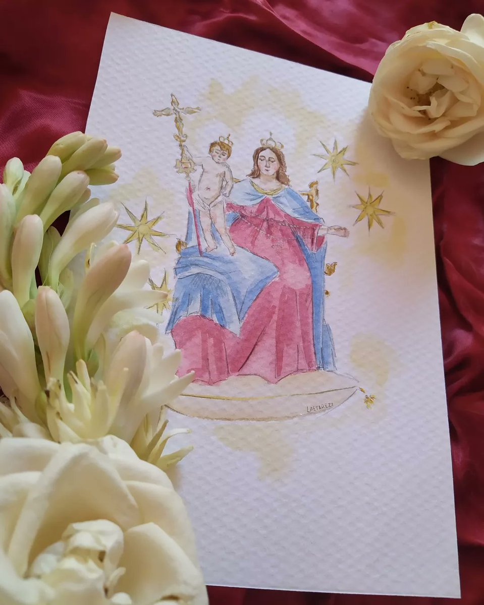 Laetaresacro's tweet photo. “Virgencita del Rosario bella
Tú eres una estrella de luz sin igual
Que a su barrio llenó de cariño
Pidiendo a su Niño su felicidad "
(Coplas de Campanilleros de los Humeros)
📏A5
🖌Acuarela y grafito sobre papel
#Laetare #ArteSacro #Acuarela #Humeros #Triana #Sevilla https://t.co/5bVw0r4mO1