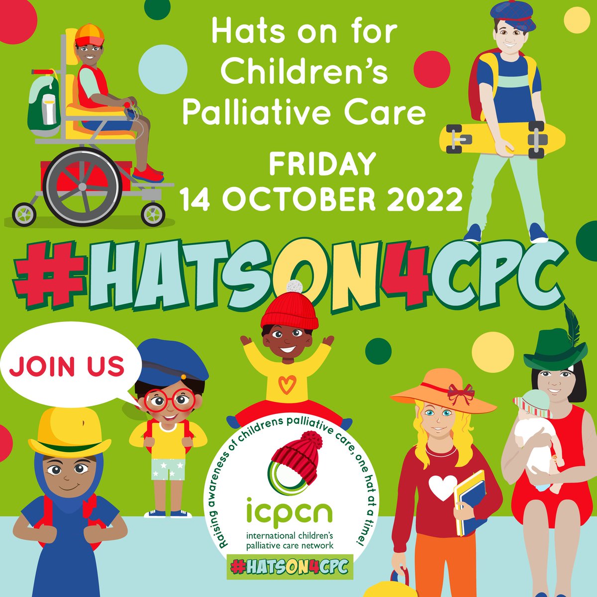 CanadianHPCAssn's tweet photo. Today is a day for raising international awareness of the need for children’s palliative care. Take a picture of you wearing your favourite hat on and include the hashtag #HatsOn4CPC 🤠
#MakeEveryDayCount #HPCForChildren #ChaqueJourCompte #SPenfants https://t.co/cq0nfzsiSb