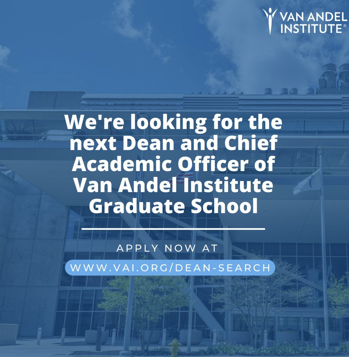Biology_Richard's tweet photo. The search is on for the next dean at Van Andel Institute #VAIGS. It's an incredible place to work and #lead #biomedical #science and #grad #education to the next level. 

Please share! https://t.co/C3MQ2MGWYT