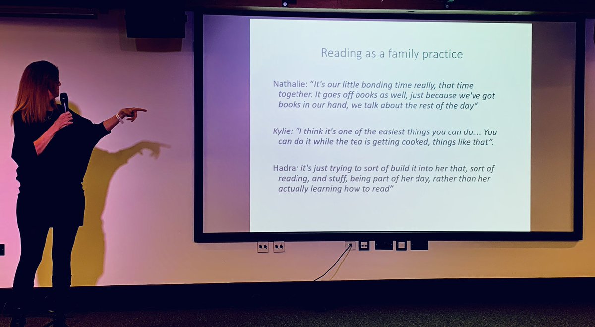 As a parent I can relate SO much to these quotes being discussed by @DrRachaelLevy1 discussing shared reading practices in families #LitConf22 @OneEducation #4Ts Text, Talk, Time & Togetherness