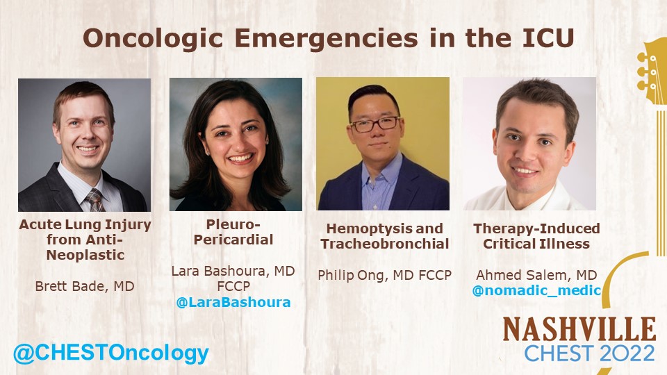 Important session on #PCCM #Oncology at #CHEST2022 Join @NorthwellHealth Dr. Bade, @MDAndersonNews @LaraBashoura, Dr. Ong @AAB_IP @CHESTOncology @UTHSA_PCCM and @UABPulmonary @nomadic_medic @BCM_Lung @CHESTCritCare