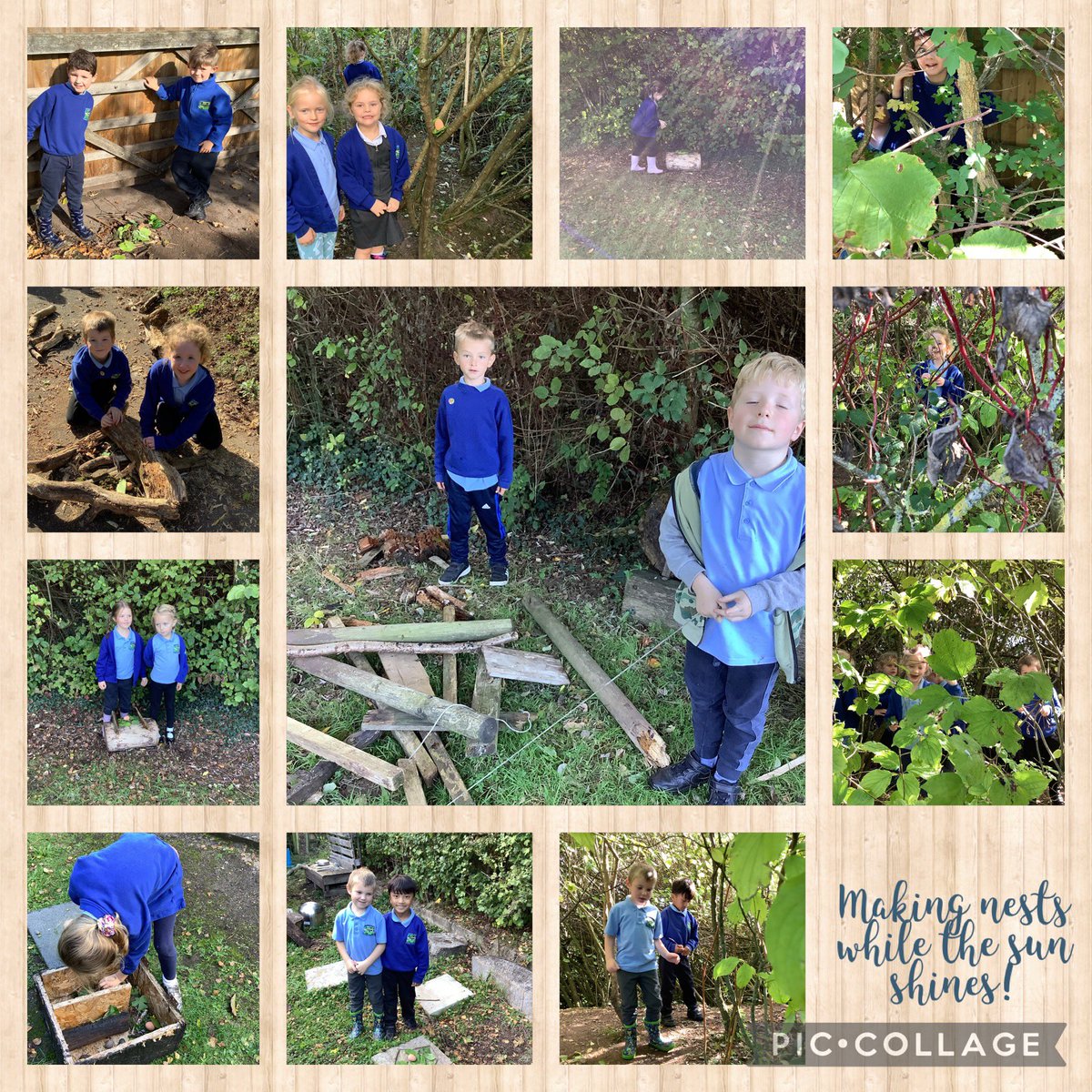 We had fun in the sun making nests for some abandoned dinosaur eggs during this week’s outdoor explorers in Dosbarth 1! #HealthyConfident @_OLW_ @EAS_EarlyYears