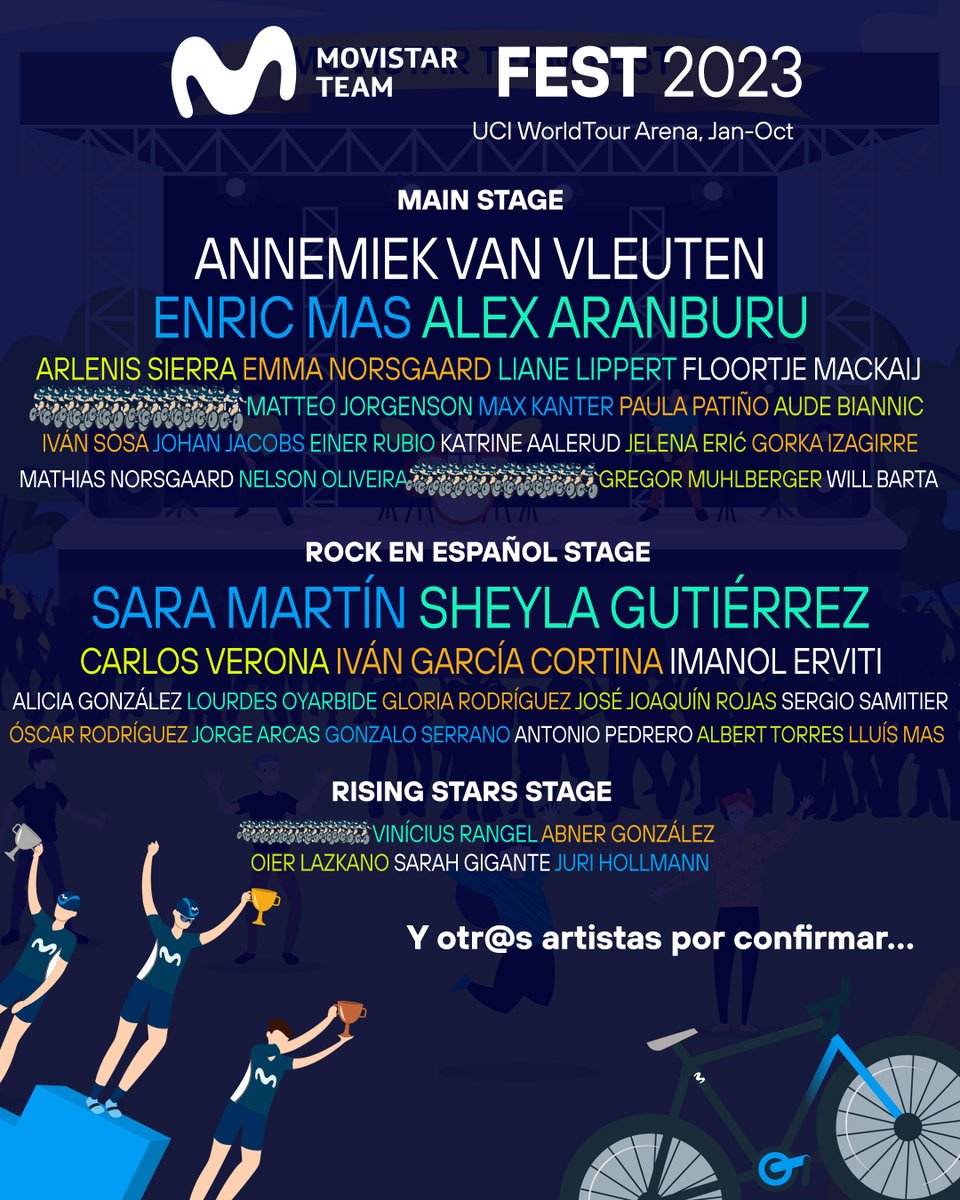 Movistar_Team's tweet photo. 🎵🎤 Ya casi lo tenemos 😏

Confirmaciones, NEXT WEEK 🔜👀

#RodamosJuntos | #MovistarTeam2023 https://t.co/ypPHO8fxtV