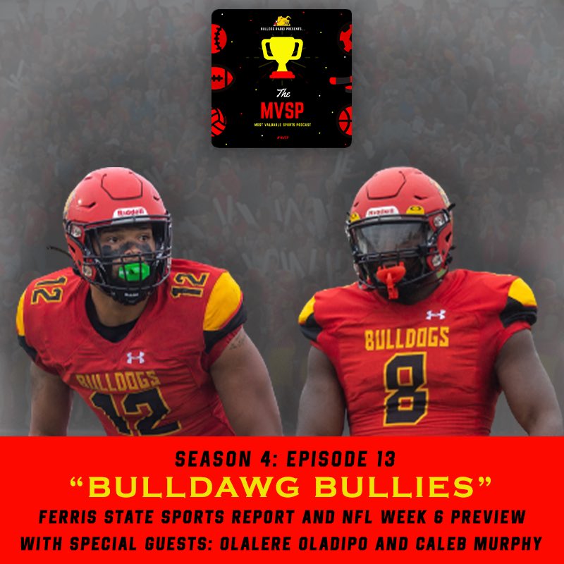 Behind_Bulldogs's tweet photo. Big episode now available! @FerrisFootball’s Caleb Murphy and Olalere Oladipo hop on to chat about #AnchorBone, their journey to Ferris State, and what makes their defense dominant. More Ferris Sports previews and NFL picks to follow! Give it a listen! ⬇️

https://t.co/eqQywJd850 https://t.co/povV6TTdQu
