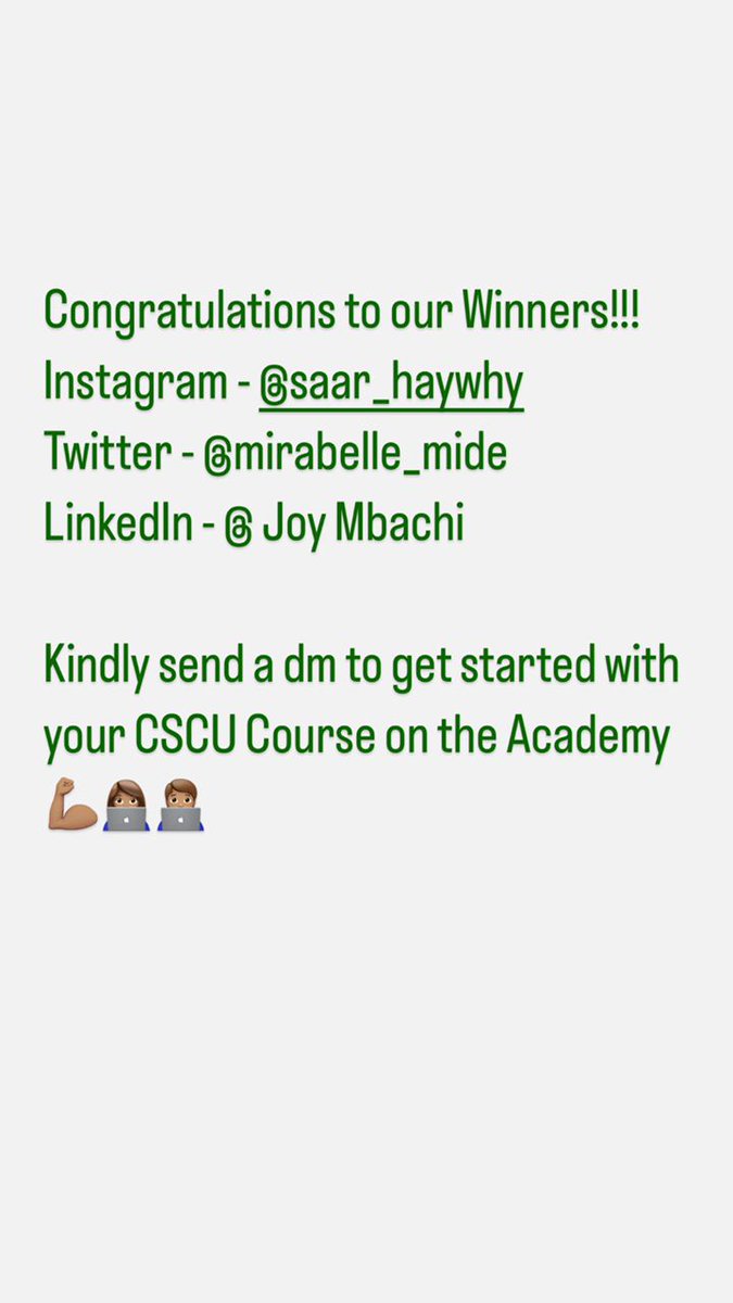 CYSECNG's tweet photo. Here are our winners for the CSCU voucher.💚

congrats @Mirabel_mide for winning the voucher from The twitter poll. Please ensure to follow the rules to claim, start by sending a DM.

#cysecng #cysecng2022 #cybersecurity #cybersecurityawarenessmonth #nigeriancybersecurity https://t.co/3MnIDIuxqz