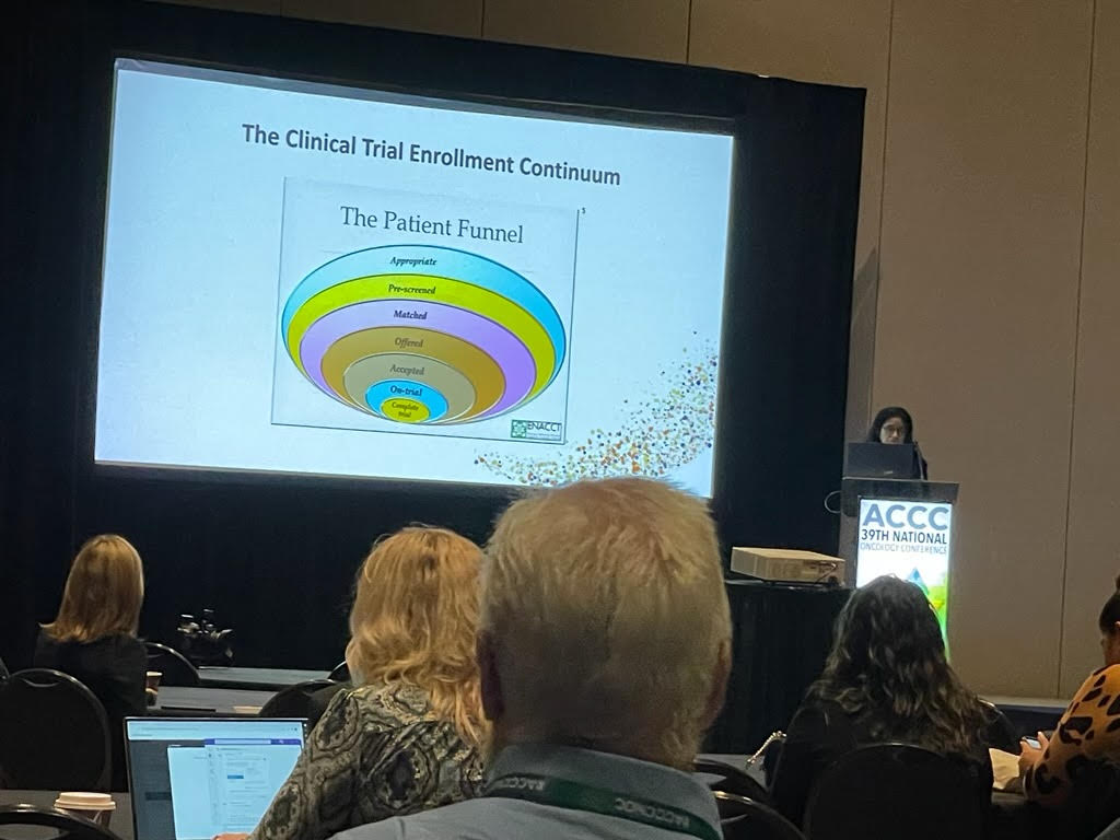 This just in at #ACCCNOC. Carmen Guerra, MD, MSCE, FACP, explores efforts to increase diversity in cancer clinical trials. Her advice? 'Don't assume, just ask!' Access the ACCC-@ASCO 'Just Ask' Training Program now: bit.ly/3Vqy1dQ