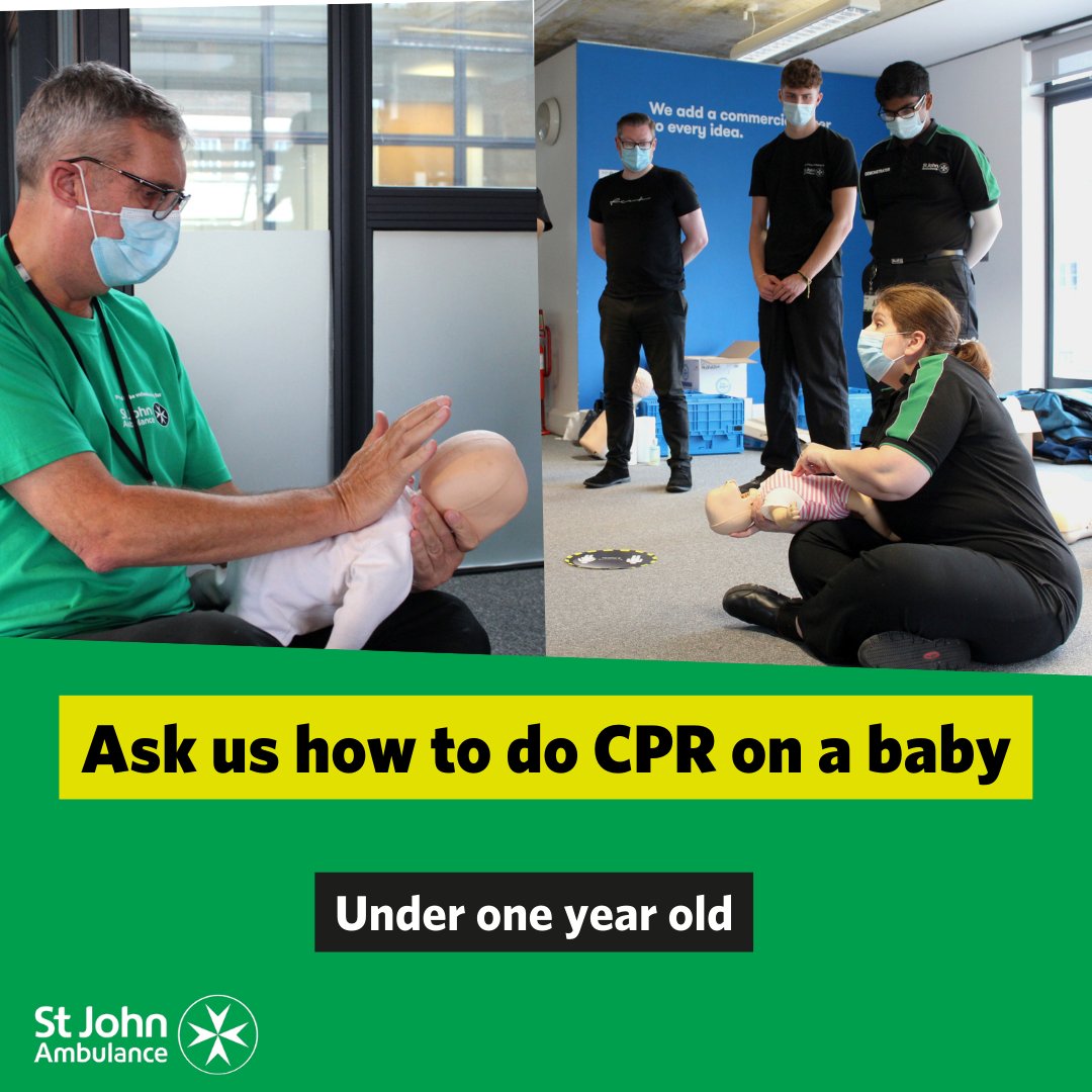 stjohnambulance's tweet photo. Ask us how to do CPR on a baby.

Although we all hope never to have to use CPR on a baby, if they are not responding to you and not breathing normally, you should call 999 or 112 for emergency help and start CPR straight away.

Read more: https://t.co/ij8dARI4pk

#RestartAHeart https://t.co/7ZuluBj0hY