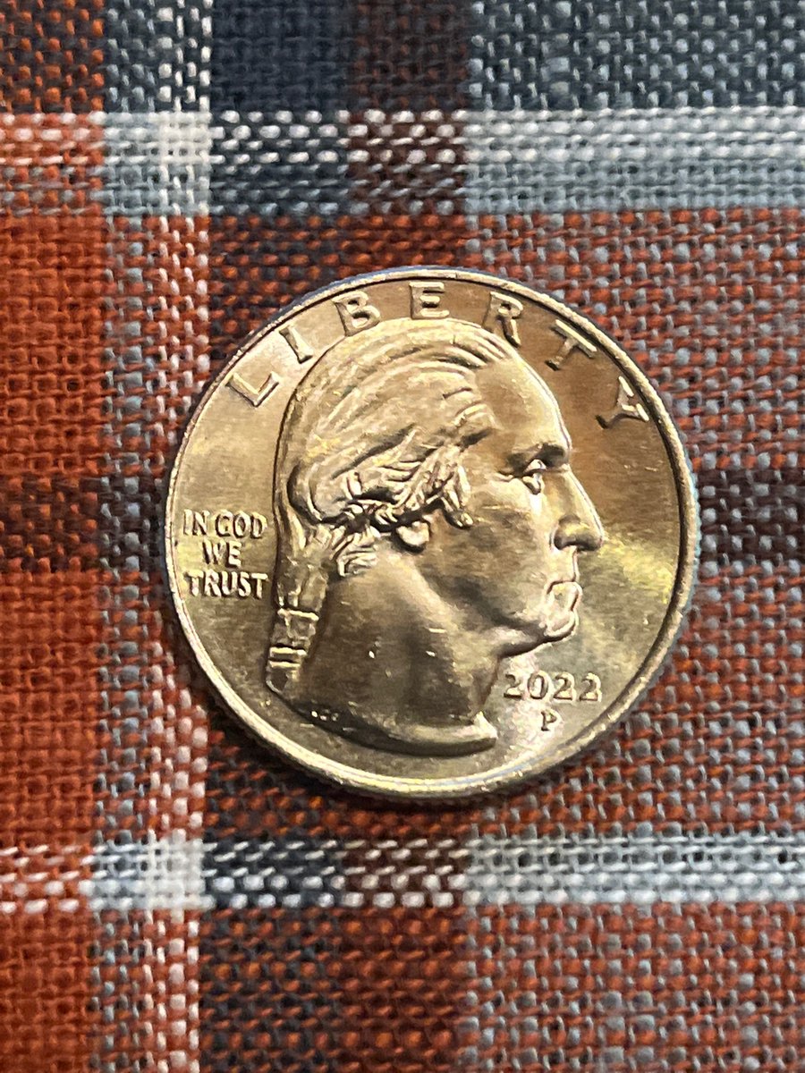 BJ_Nagy's tweet photo. The new George Washington on the quarter isn’t George Washington. It’s George C. Scott in “Firestarter.” #horrorhottake https://t.co/EXLpFRgAM3
