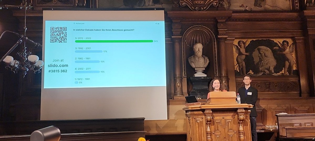 culehmann's tweet photo. Polling the audience for decades of graduates. #mi50 @UniHeidelberg https://t.co/9KE0ujNuFW