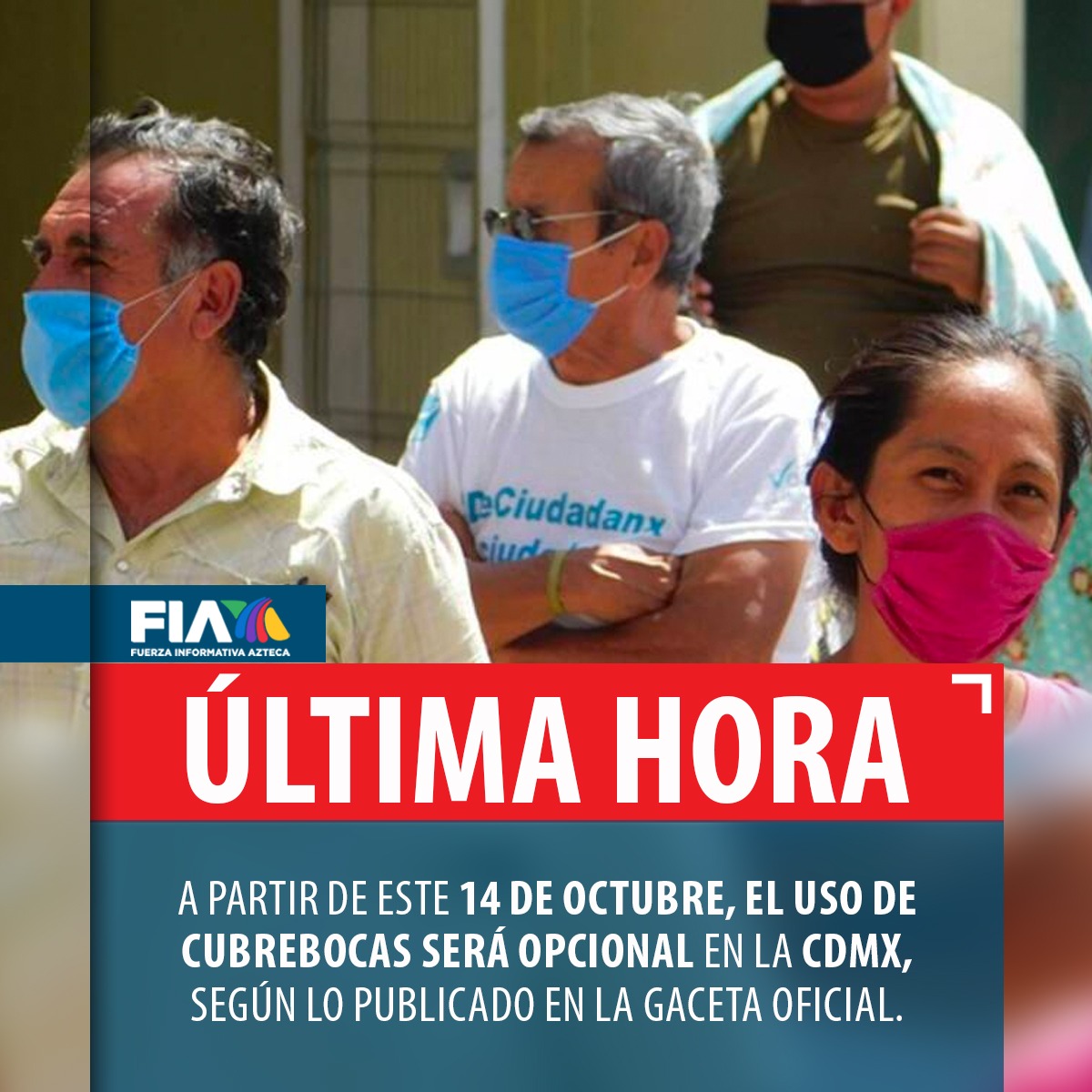 AztecaNoticias's tweet photo. 🚨 #ÚLTIMAHORA | A partir de este viernes  el uso de #cubrebocas será opcional en la #CDMX, según consta en lo publicado en la Gaceta Oficial local. https://t.co/XiB7kPuTjV