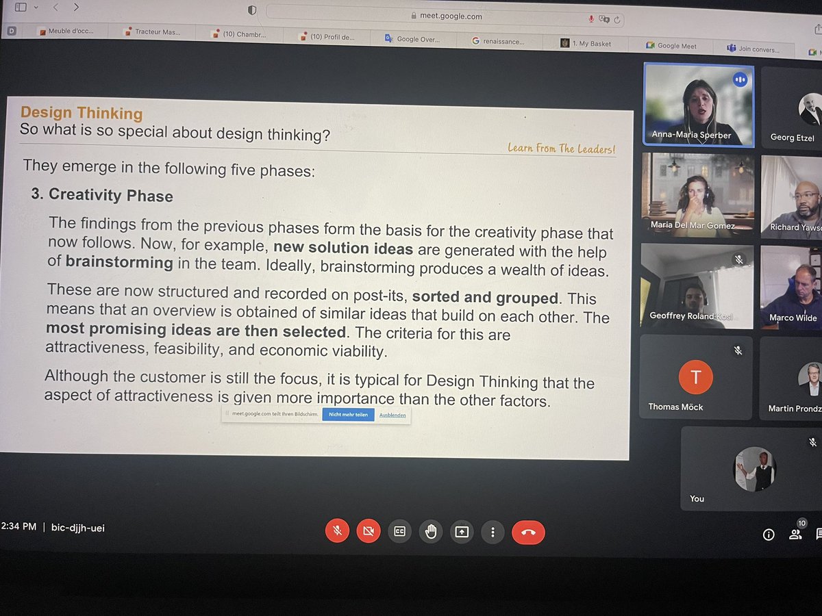 Anna-Maria is now sharing the Innovation concept Design Thinking &amp; Ideation.