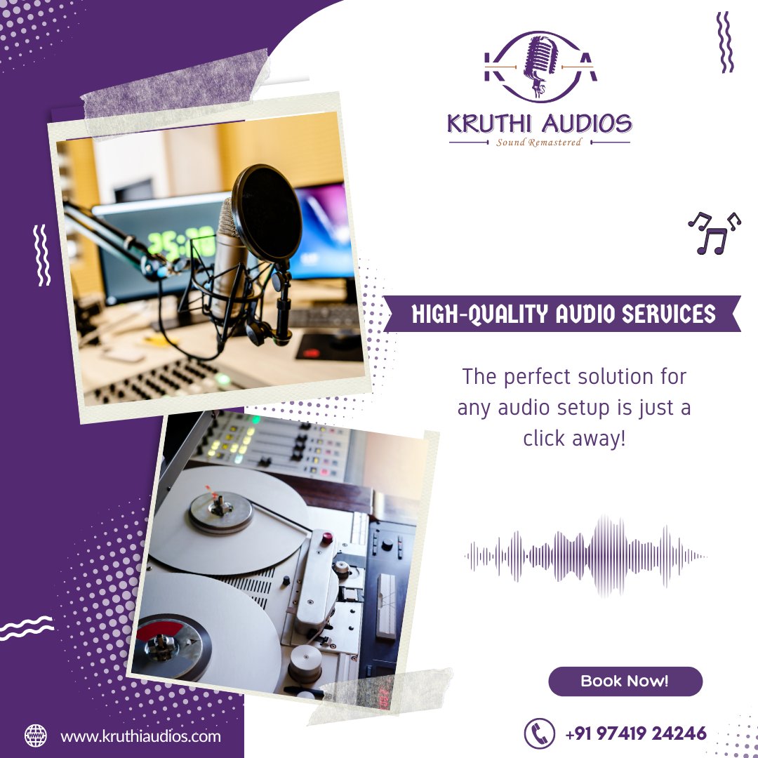 KruthiAudios's tweet photo. Looking for the perfect audio solution for your musical needs? 
Look no further than #KruthiAudios, We have a wide selection of high-quality audio products that are sure to meet your needs.
Contact Us At +91 97419 24246, To Book Your Recording Session With Us!
#musicproduction https://t.co/48ZAxmT2Ua