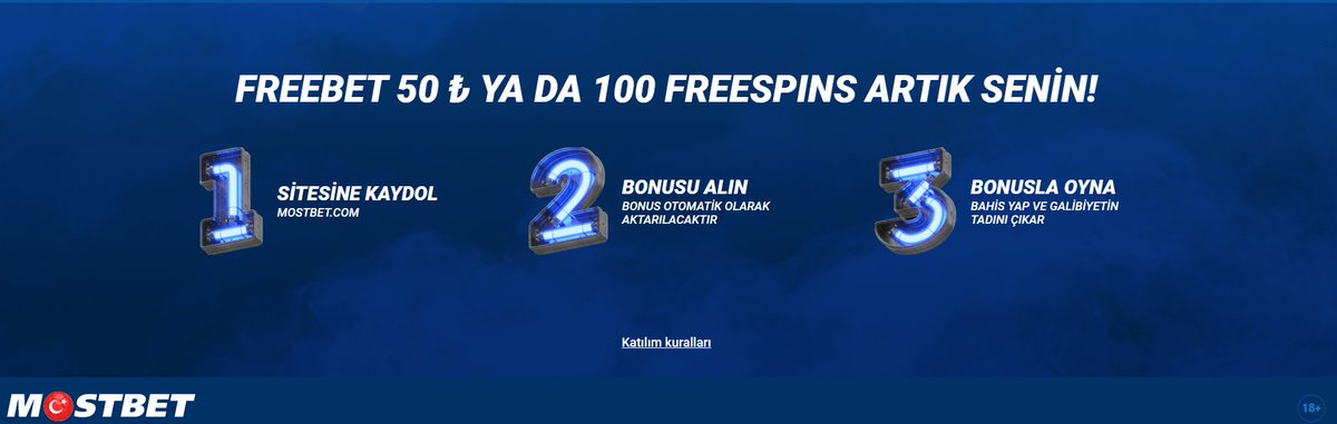Arkadaşlar mostbetde 10  tl olan çevirim şartsız deneme bonusu  50 tl oldu 30 olan çevirim şartsız freespin 100 freespin oldu son güncellemeler ve kampanayalar için mostbet telegram kanalını takip edin  t.me/MostbetTurkeyC…