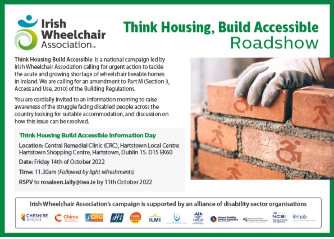 AccessForAll7's tweet photo. This morning we are going to the @IrishWheelchair #ThinkHousing roadshow event. Housing for PWD is scarce and this needs to change. @adayinmywheels wants to be able to move out of his family home but doesn't know which direction to go in. https://t.co/tYKmc5EVV4