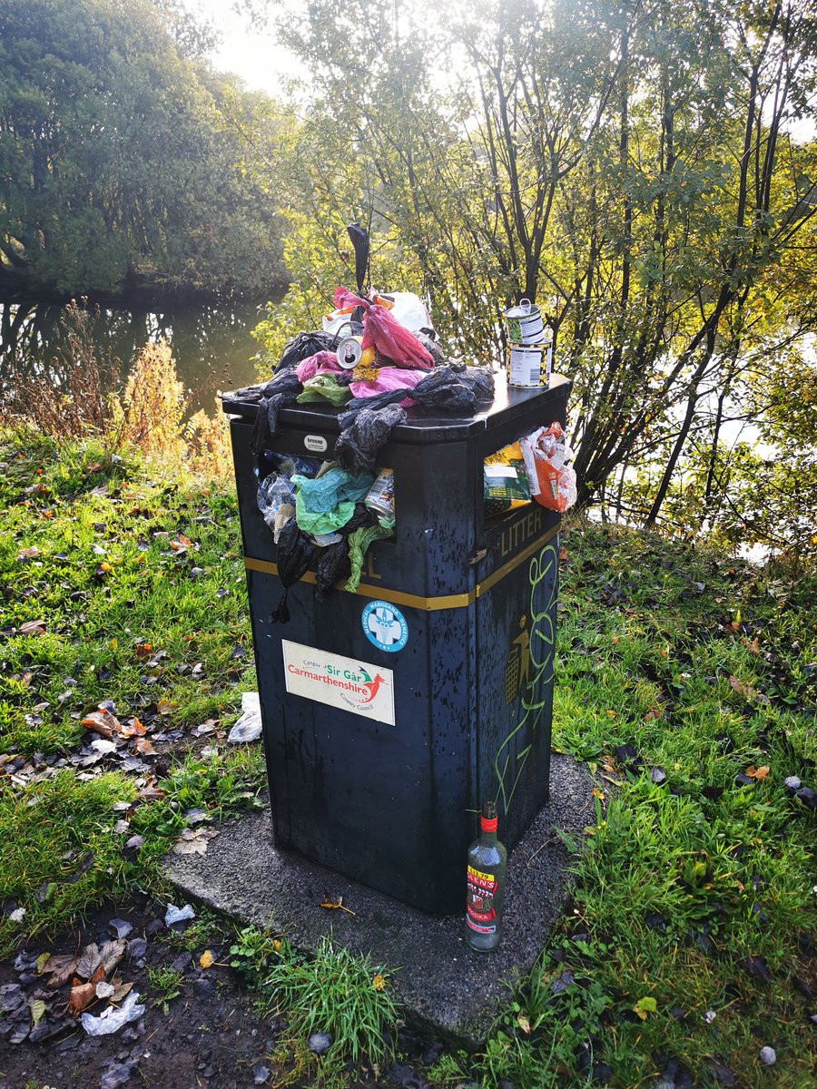 8624evans's tweet photo. Hi @CarmsCouncil, the bins by the pond SA153HA are again over flowing, attracting additional rats due to the volume of 'poo bags' being dumped on top of it due to no room in the bin itself. https://t.co/DEDEkPhk3V