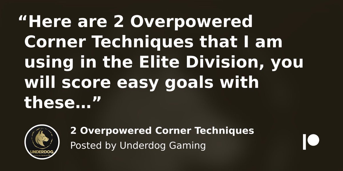 UnderdogFIFA's tweet photo. Brand new video posted showing ways to get easy goals from corners!

For as little as £2 a month you can gain access to the community 

#FIFA23 

https://t.co/4KriS1padT https://t.co/rSAdiZ64yD