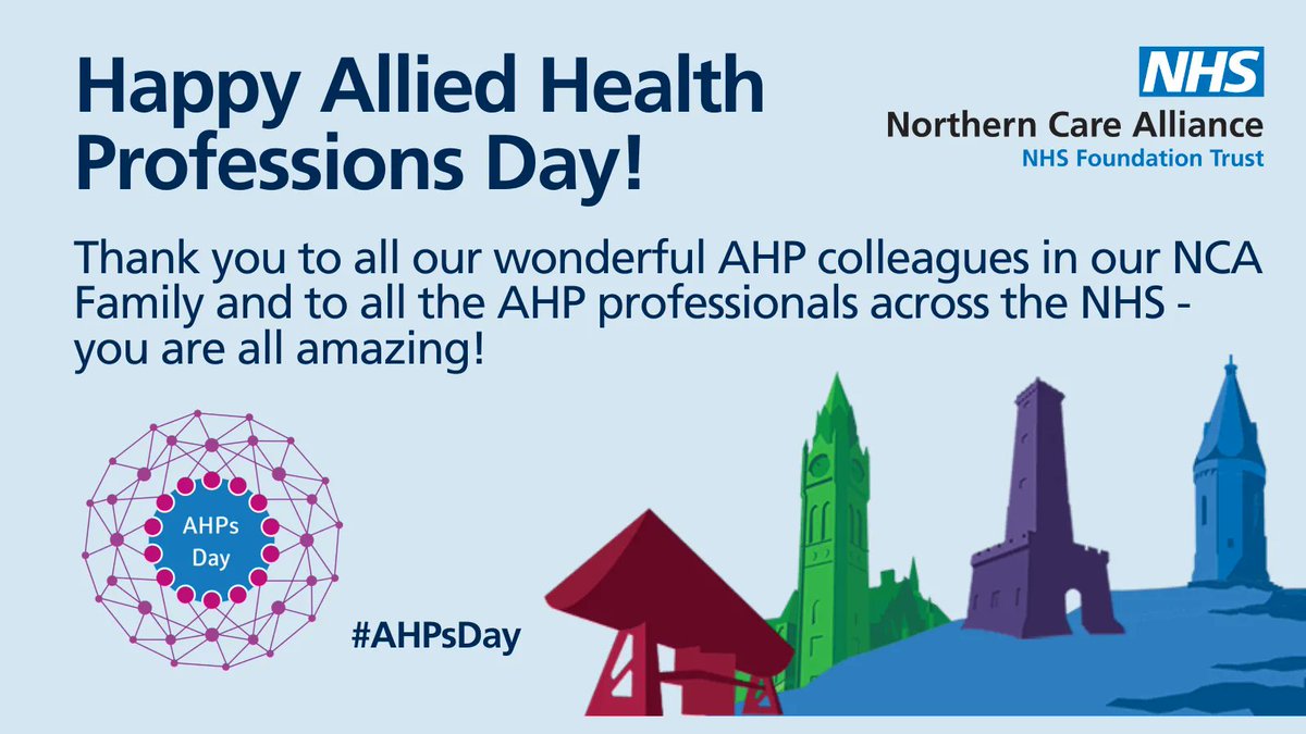 Careers at Northern Care Alliance NHS FT (@ncacareersnhs) on Twitter photo Thank you to all our amazing Allied Health Professionals who work across the <a href="/NCAlliance_NHS/">Northern Care Alliance NHS Foundation Trust (NCA)</a>. This day is all about you!
Follow our account today as you might see some familiar faces who are #ProudToBeAnAHP
#AHPDay2022 #AHPsDay Thank you to all our amazing Allied Health Professionals who work across the <a href="/NCAlliance_NHS/">Northern Care Alliance NHS Foundation Trust (NCA)</a>. This day is all about you!
Follow our account today as you might see some familiar faces who are #ProudToBeAnAHP
#AHPDay2022 #AHPsDay