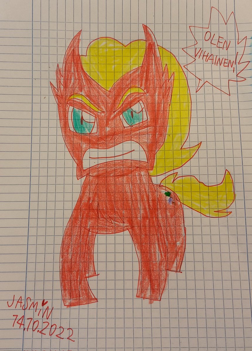 Ravingdark's tweet photo. It means "im angry" to finnish. I just got idea to one song from MLP New Generation movie.
#mlpnewgeneration
#sprout
#traditionalart https://t.co/Y1xoM4d85N