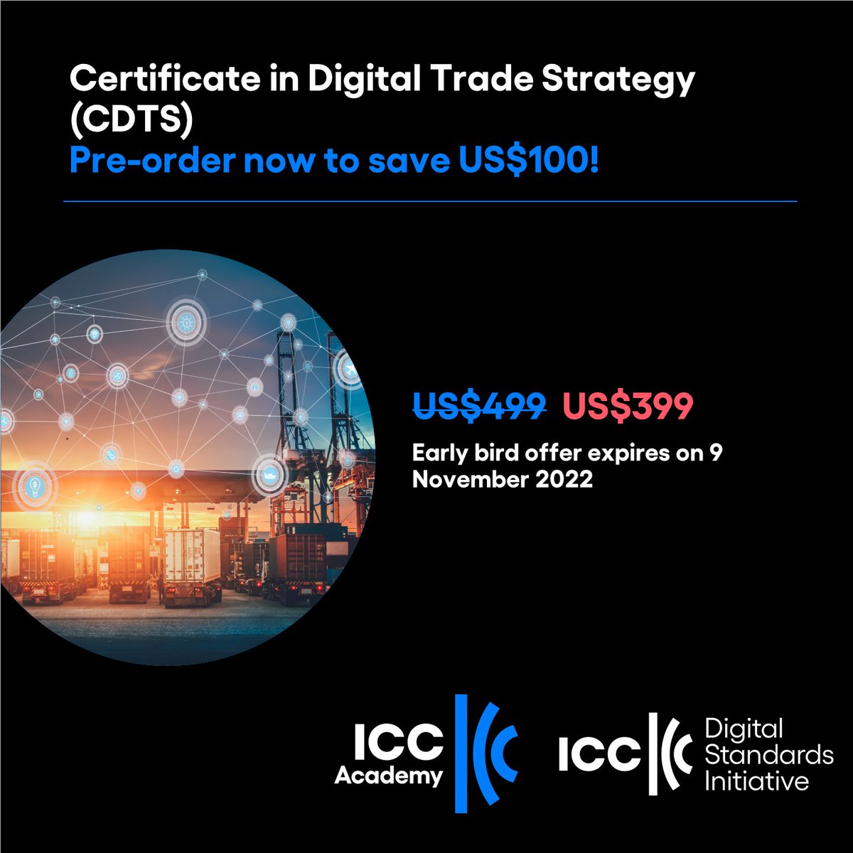 You can now pre-order the Certificate in Digital Trade Strategy (CDTS)! The CDTS combines the expertise of 20+ industry experts across the public and private sectors to give you a complete picture of what is needed to digitise your supply chains. icc.academy/digital-trade-…