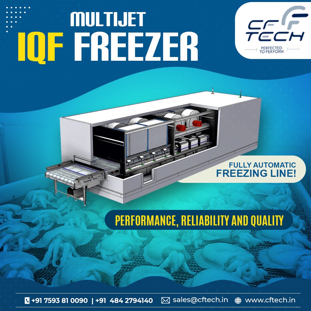 cochinfoodtech's tweet image. Multijet IQF freezers are one of our greatest innovations
that uses specially designed impingement technology
that can reduce overall running costs while giving
optimum output.
#ctftech #foodprocessingequipment #multijetIQFfreezer
#refindustry #refrigeration #freezer