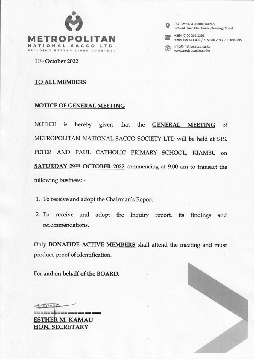 NOTICE OF GENERAL MEETING