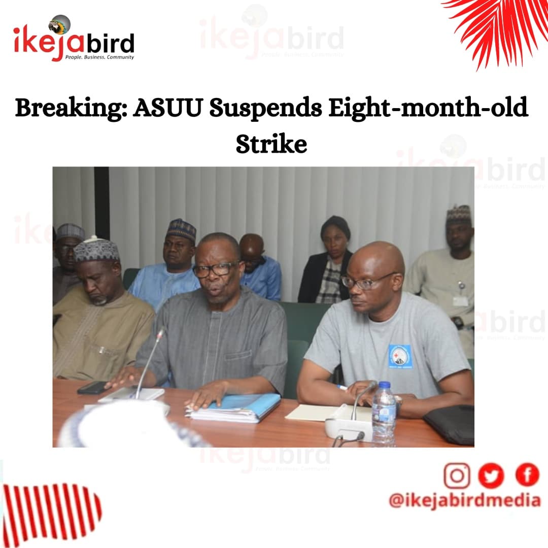 The Court of Appeal had ordered ASUU to suspend its strike until the appeal of a ruling ordering lecturers to resume work could be heard.

The union confirmed the suspension of the strike on its official twitter account.
@ASUUNGR
#ASUUstrike #ASUU #Trending #AsuuStrikeUpdates