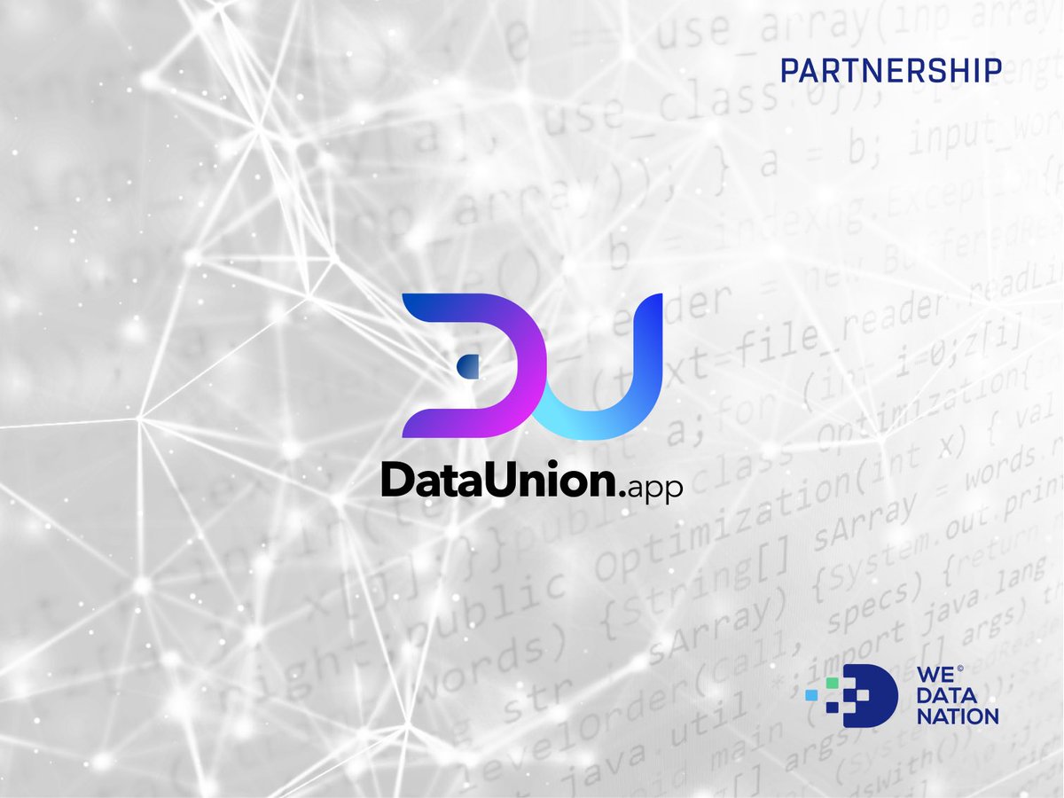 ✨<a href="/WeDataNation/">WeDataNation</a> 🤝@DataunionA✨

We are very happy to announce our #partnership with DataUnion.app. 

With the people behind #DataUnion we found extremely passionate builders and makers with a similar mission like us. 
 
#WeDataNation #Web3 #data