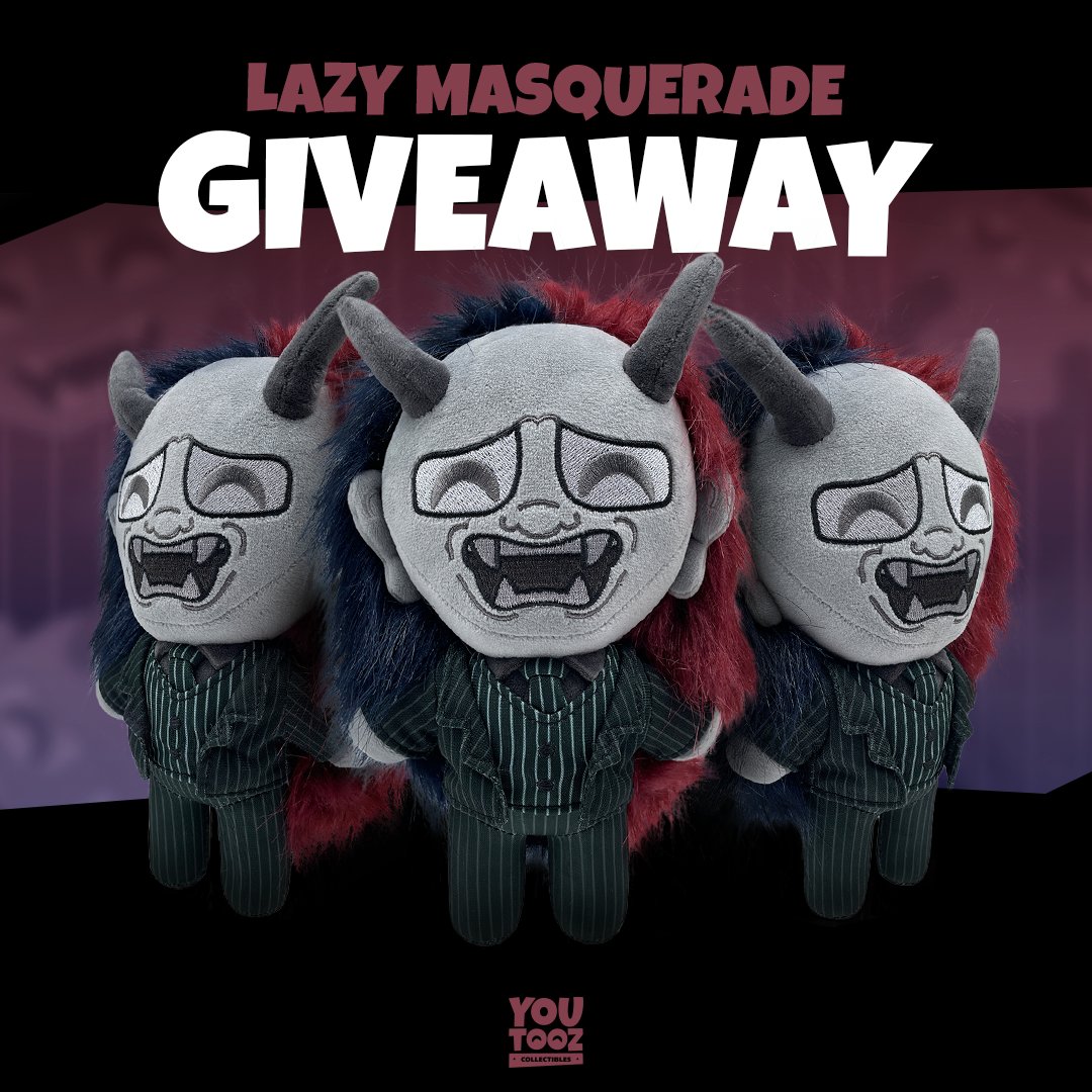 LazyMasquerade's tweet photo. Who wants to win a cuddly Lazy? 👹 Giving away 3 of these plushy boys to my twitter followers. 

Retweet and follow @youtooz to enter the giveaway. Winners will be announced on the drop day - October 18th! https://t.co/Od66zonUib