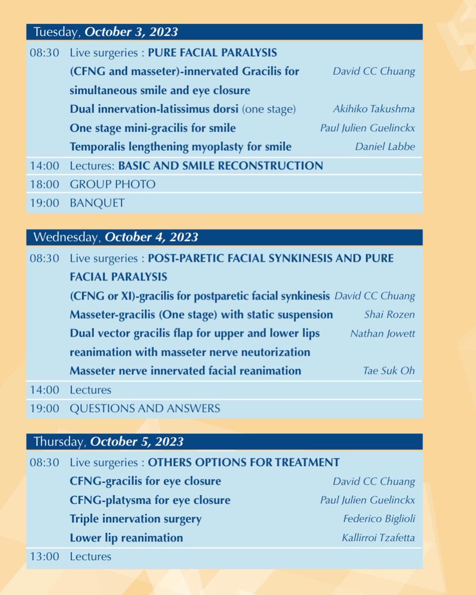 cylu122's tweet photo. 2nd Instructional Course for Facial Palsy Reconstruction, October 2nd-5th, 2023

https://t.co/vWBVRVMN6m

#facialpalsy #facialreanimation #nerve 

https://t.co/V5IUEV9Tj8 https://t.co/KXhqaKNM4E