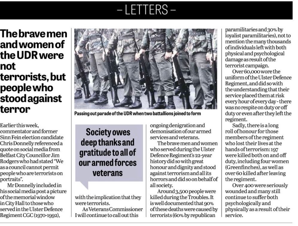 Northern Ireland Veterans Commissioner calls out demonisation of our Armed Services and veterans. nivco.co.uk/veterans-commi…