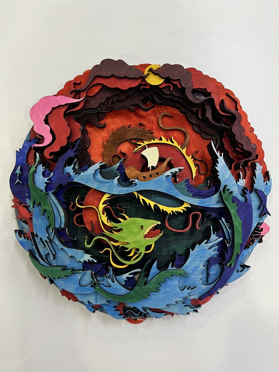 SculpfunTech's tweet photo. "New cut I’ve made lately. It took me three days just to paint, and it has many elements, including dragons, sailing ships, stormy waves and sea creatures.  Sail through the wind sand waves!"

By Alex Moore

#Sculpfun #SculpfunS9 #lasercutting #diypainting https://t.co/dQLgXQ5UFr