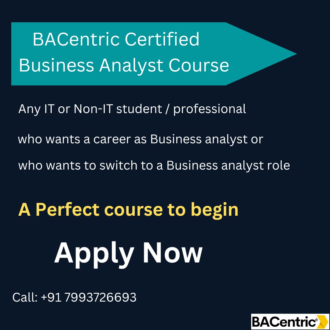 Certified Business Analyst Course

#businessanalysis #BusinessAnalyst #course #online #training #certification #PlacementAssistance #jobs