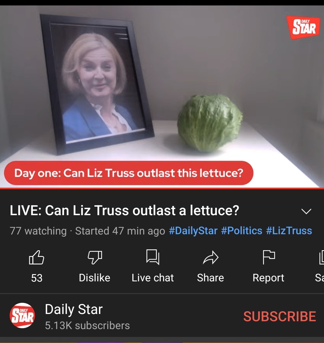 Unbelievable, the Daily Star have a live feed, seeing whether Truss will outlive a lettuce.